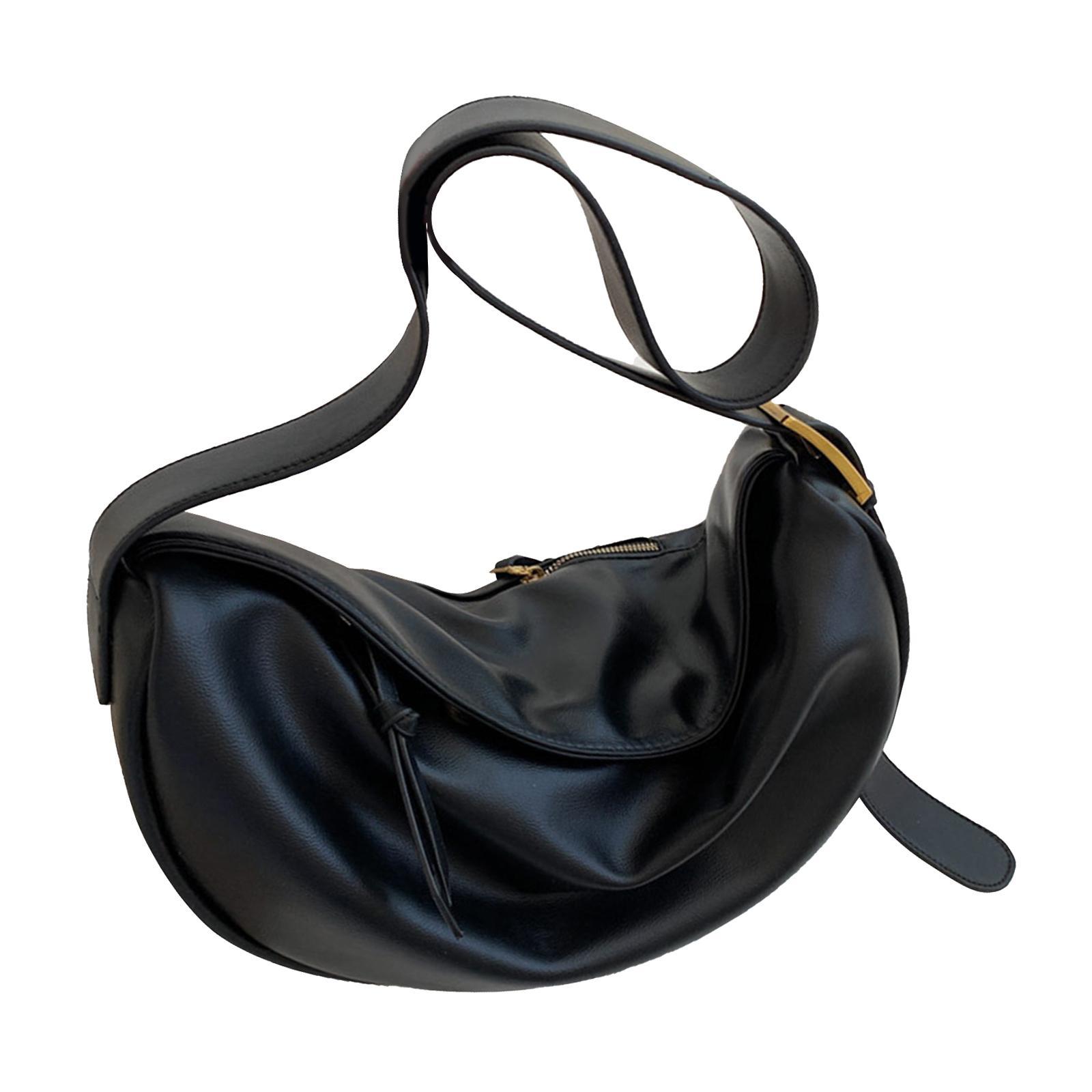 Casual Dumpling Bun Tote Lady Purse Adjustable Strap Women Girls PU Leather Shoulder Bag