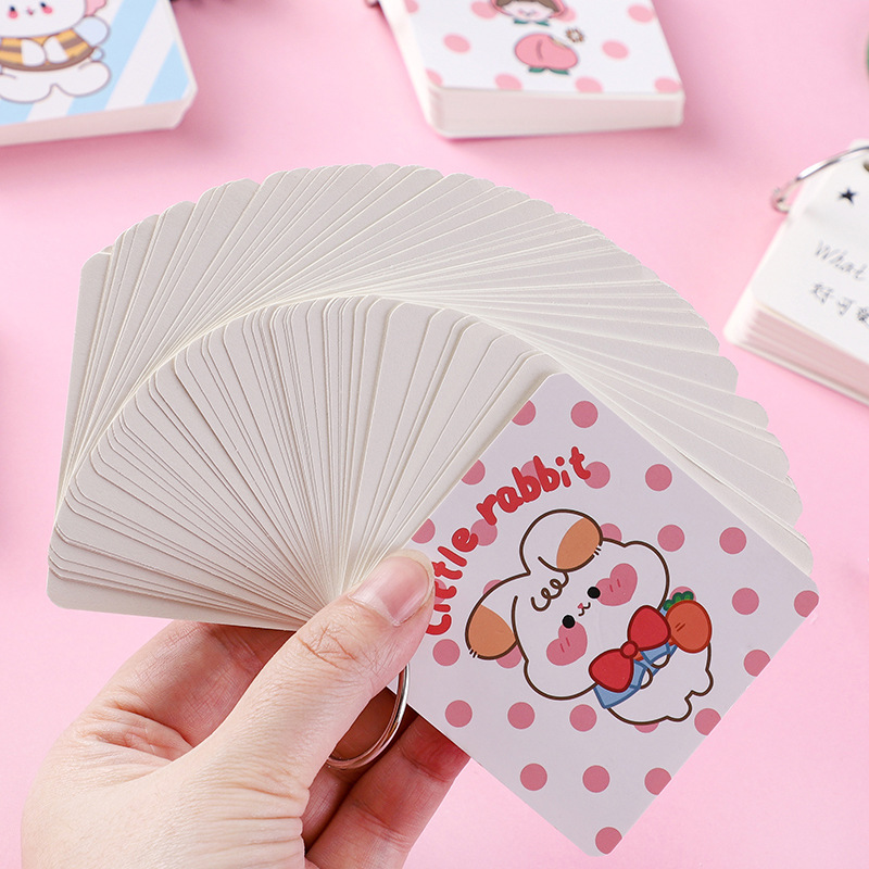 Flashcard vuông 80 tờ kèm móc treo tiện dụng học từ vựng