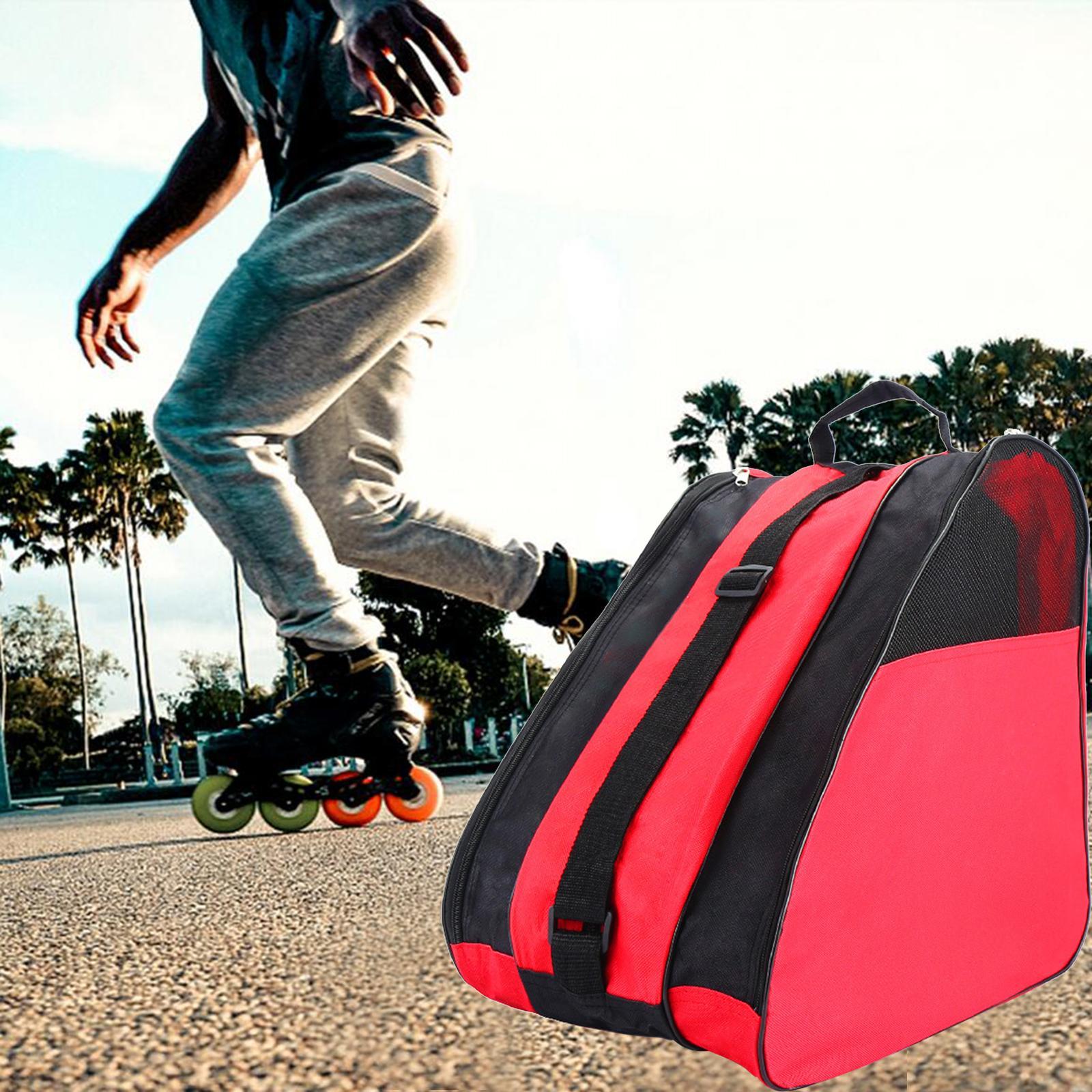Roller Skates Bag Shoulder Strap Kids Shoulder Bag Skating Sports Red