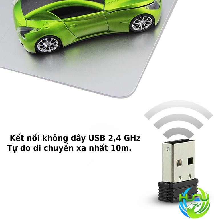 Chuột Không Dây Mô Hình Ôtô Huqu V2-Kết Nối USB  2.4GHz -Hàng Chính Hãng