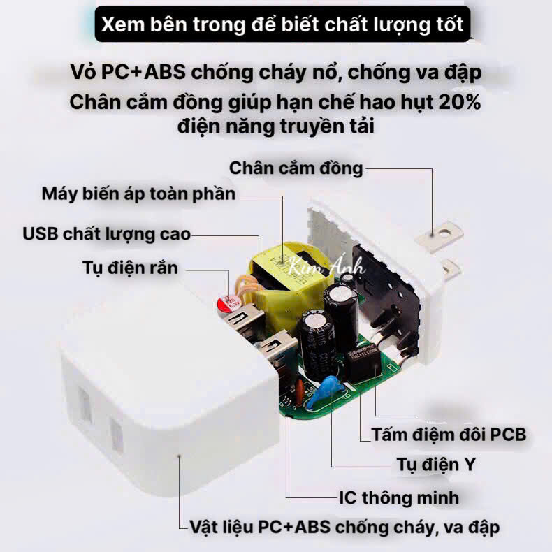 Củ sạc xuất Nhật 2.4A KFLY ( JHX-AC1908) chứng nhận PSE tiêu chuẩn Nhật Bản, dùng thử 30 ngày, Hàng chính hãng