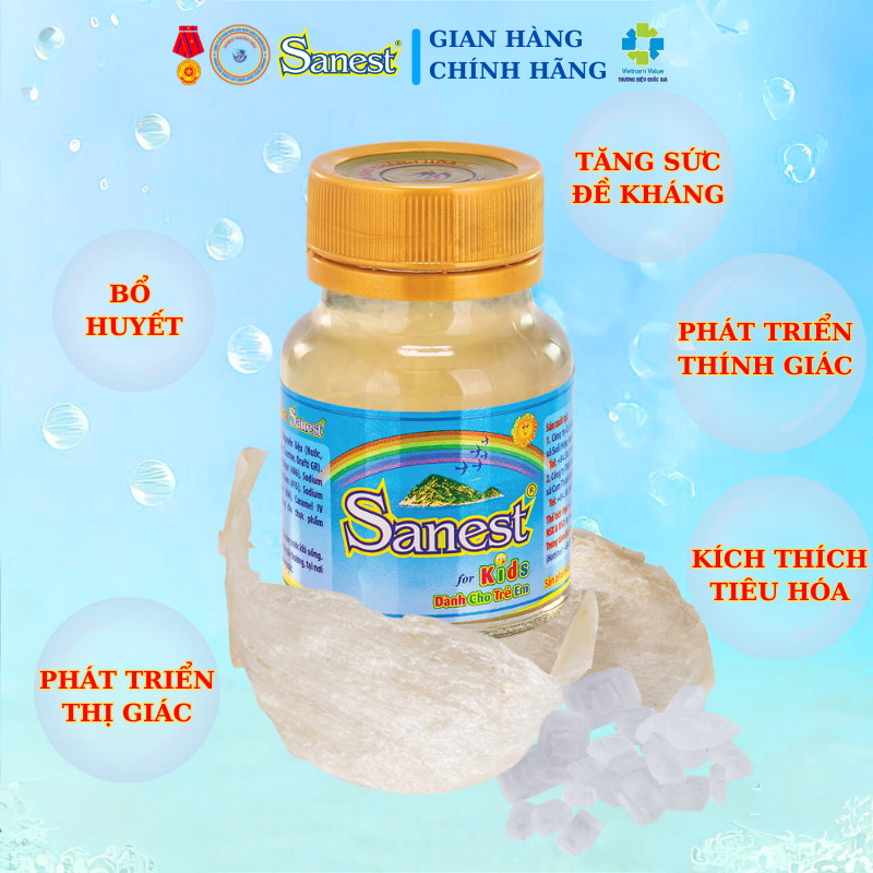 [Combo 5 lọ] Nước Yến sào Khánh Hòa Sanest dành cho trẻ em - Đóng lọ 62ml