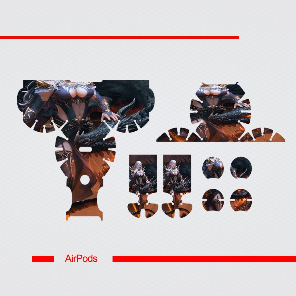 Miếng dán skin chống bẩn cho tai nghe AirPods in hình Rồng Dragon - dra010 (bản không dây 1 và 2)