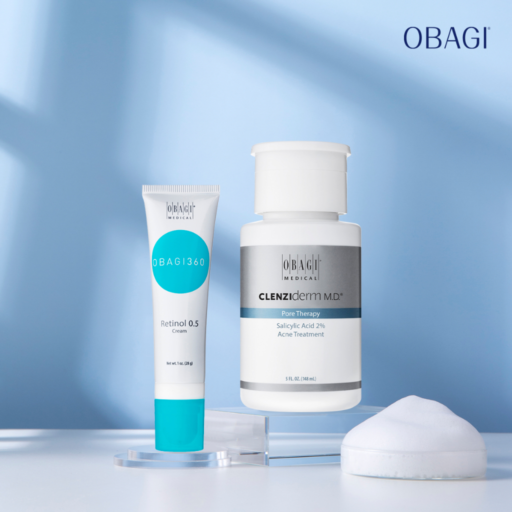 Combo Sản phẩm hỗ trợ giảm mụn, thâm nám Obagi Clenziderm Pore 2% BHA 148ml + Obagi Retinol 0.5 (28g)(Hàng xách tay)