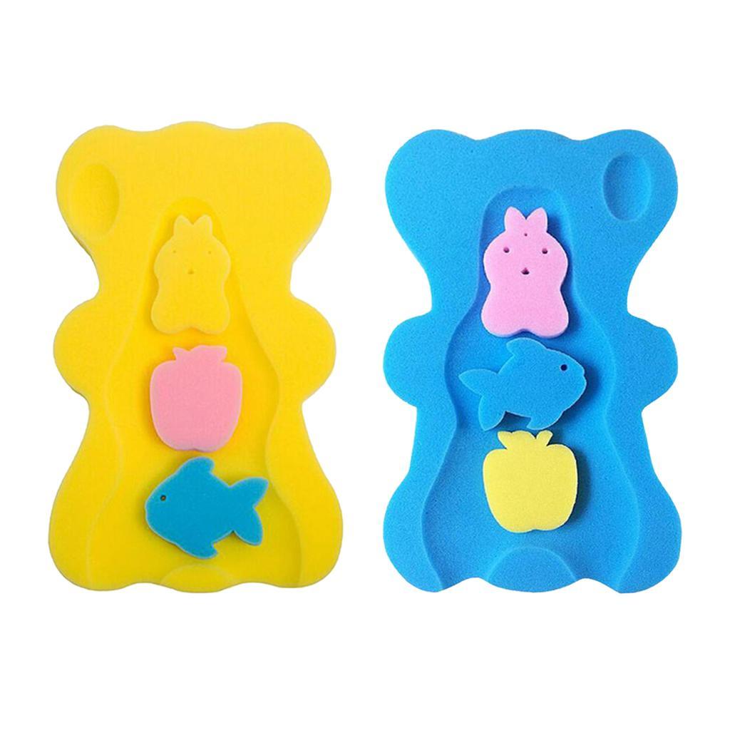 2x Cute Bath Sponge Infant Bath Cushion Comfy And Skid Proof Bathing Mats