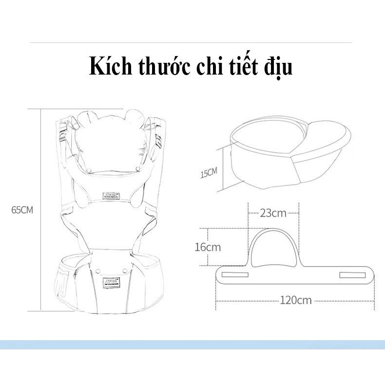 Địu Em Bé AINOMI,Có Đỡ Cổ, Đỡ Lưng,Chống Gù, Tấm Che Vùng Đầu, Địu Em Bé Sơ Sinh Cao Cấp 4 Mùa Đa Tư Thế