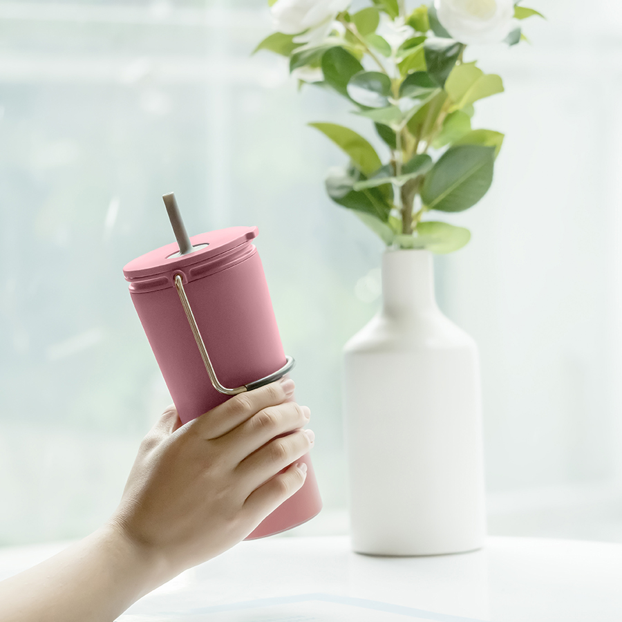 Bình giữ nhiệt có ống hút Lock&Lock Bucket Tumbler with Straw LHC4268