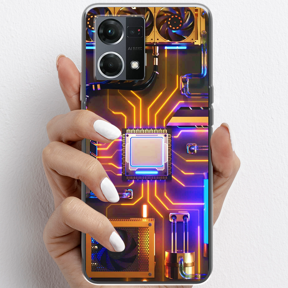 Ốp lưng cho Oppo Reno7, Reno7 Z nhựa TPU mẫu Chip CPU máy tính