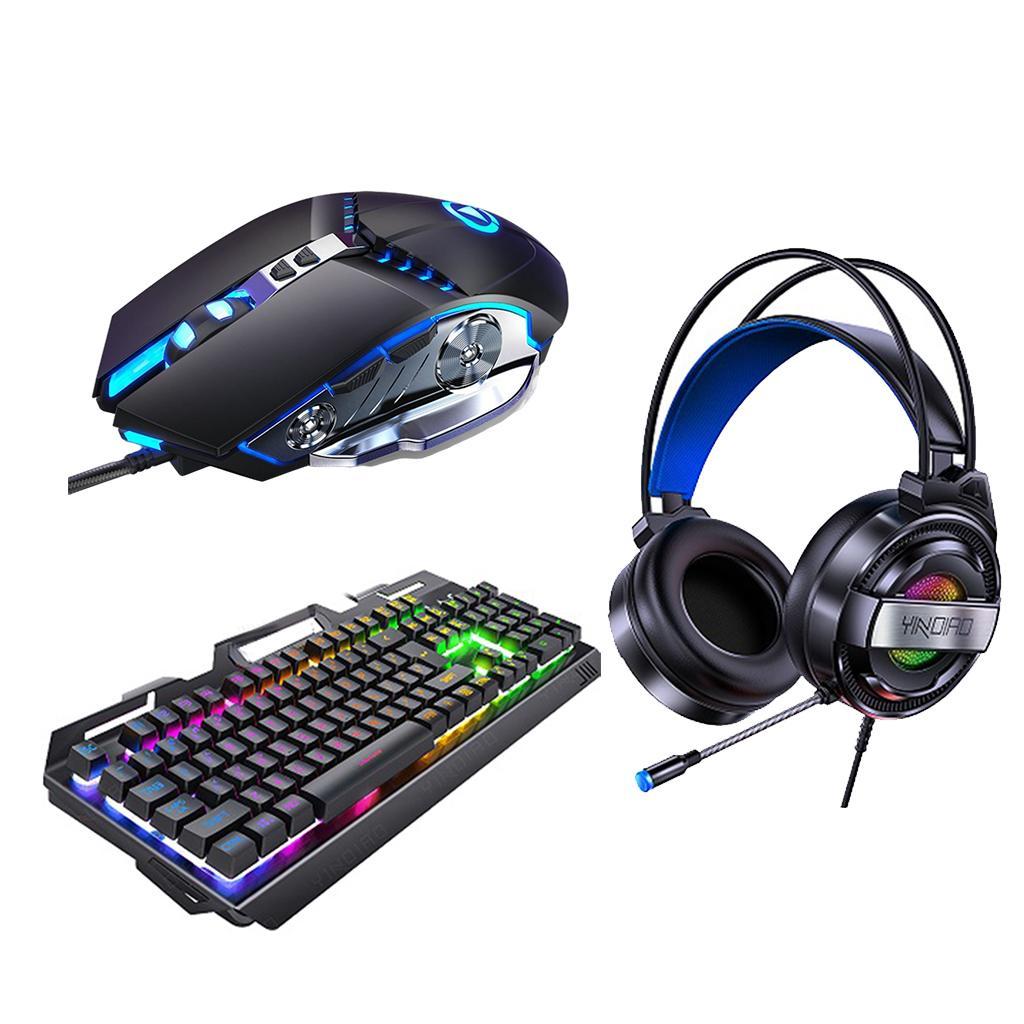 Wired Gaming Keyboard and Mouse 3200 DPI for Windows PC Gamers Set A