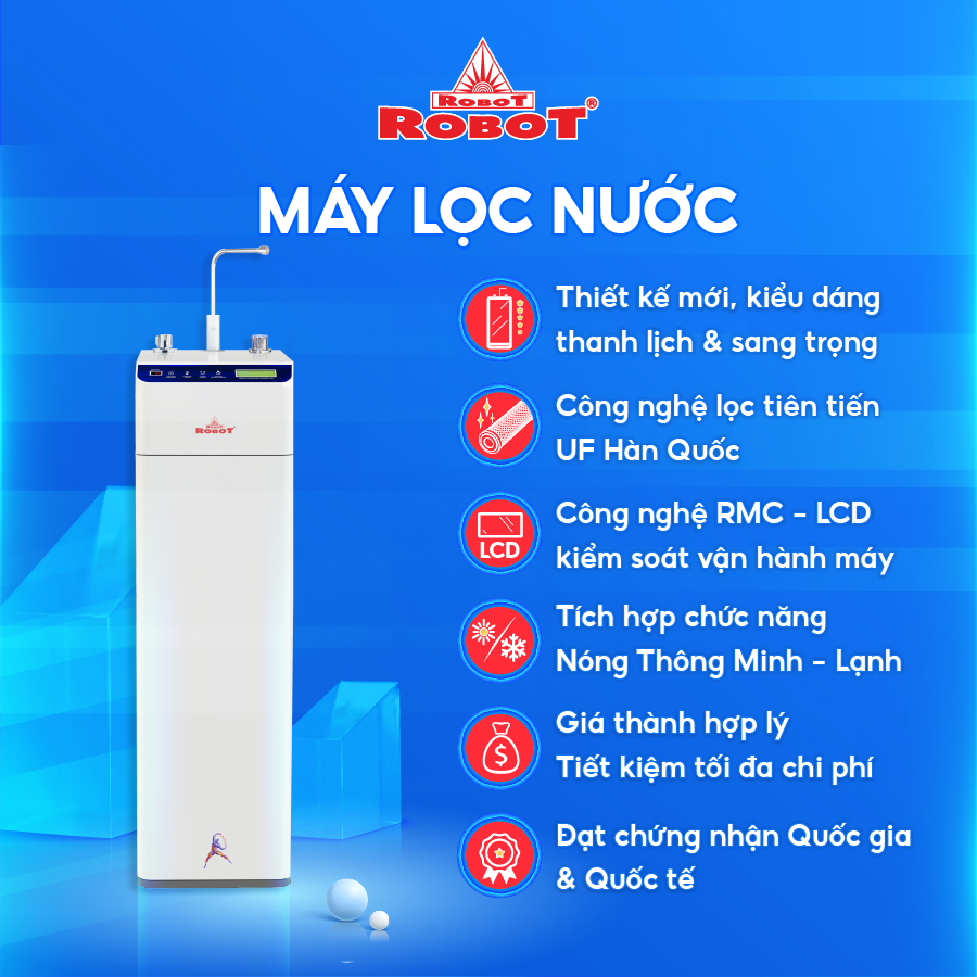 MÁY LỌC NƯỚC NÓNG THÔNG MINH LẠNH ROBOT UltraQC-6U Vỏ Nhựa - Hàng Chính Hãng