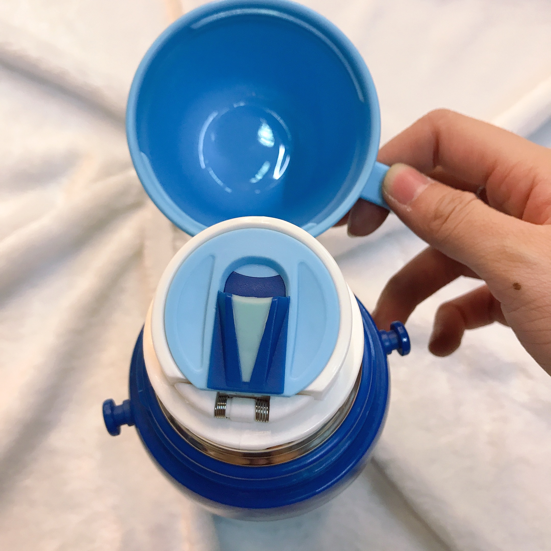 Bình nước giữ nhiệt hình Stich màu xanh cho trẻ em, các bé, học sinh -  - WD-3411STIC