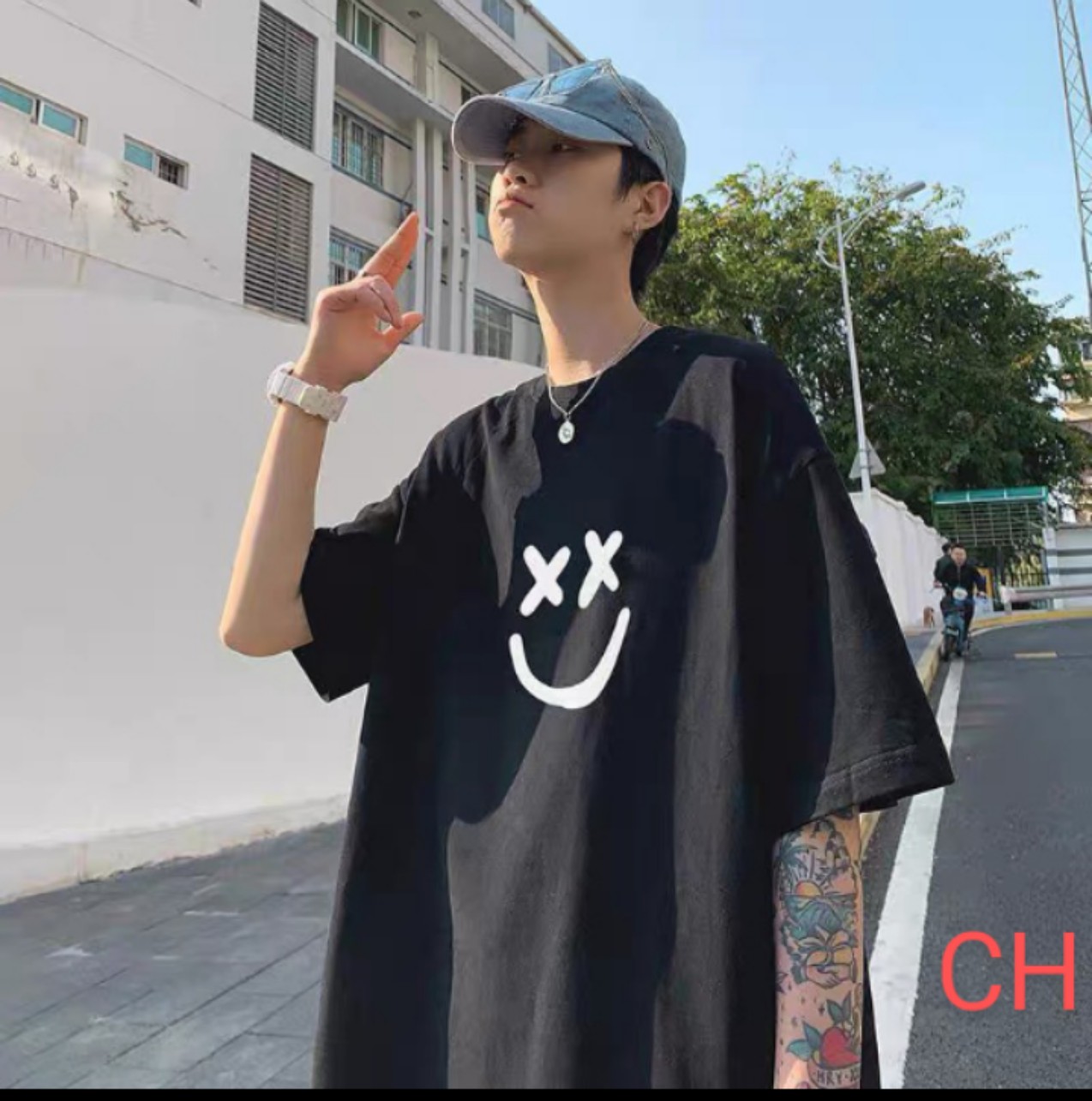 Áo thun tay lỡ unisex from rộng ,áo thun mặt cười XX nam nữ