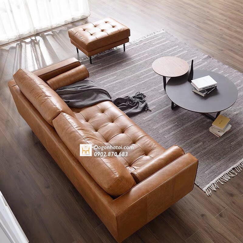 Sofa Da Cao Cấp Nhập Khẩu Phòng Khách Đẹp SF401 - Đồ Gỗ Nhà Tôi