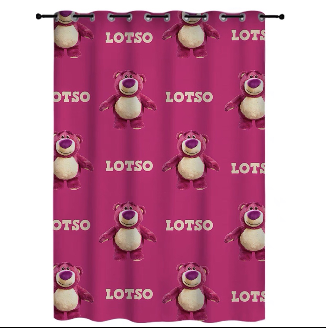 Rèm Khoen Lỗ, Khoen Ri đô, Rèm Dán Tường Mẫu GẤU LOTSO HỒNG Chống Nắng Tốt, Nhiều Size