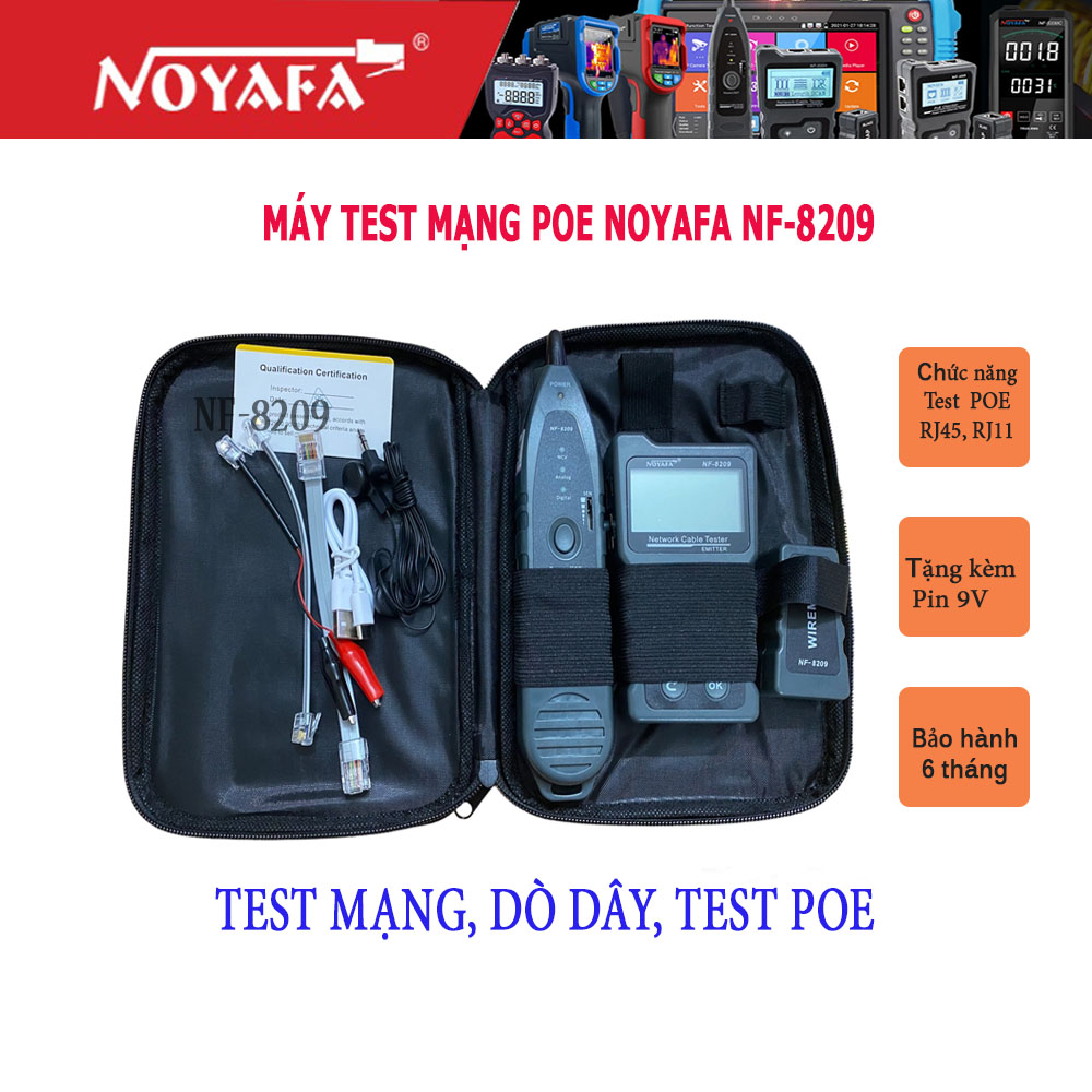 Máy test mạng, dò dây, test POE Noyafa NF-8209 - Hàng nhập khẩu chính hãng