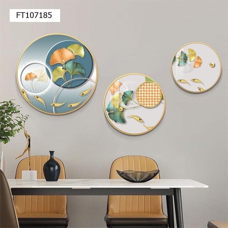 Tranh Tráng Gương 3D Cao Cấp Hình Tròn Bộ 3 Tranh