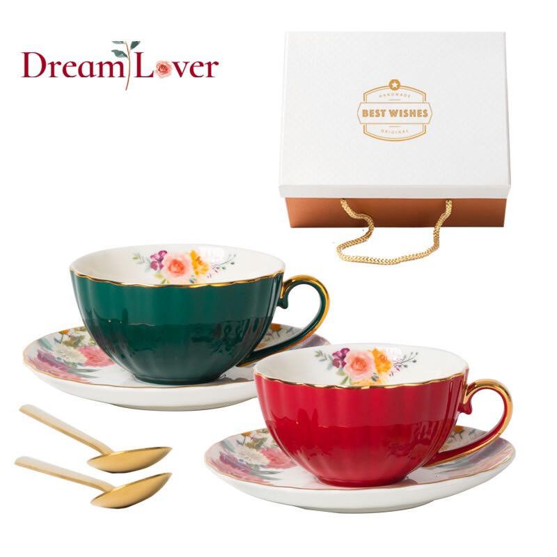Set 2 cốc trà + đĩa - có hộp tặng đi kèm