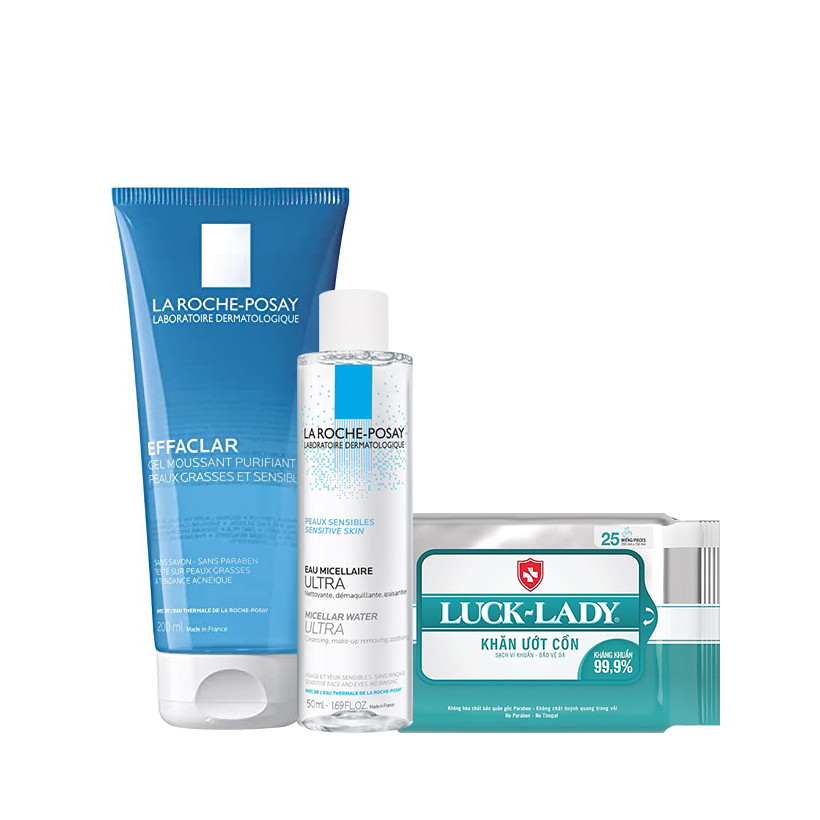 Bộ sản phẩm sữa rửa mặt tạo bọt làm sạch dành cho da dầu nhạy cảm La Roche-Posay Effaclar Gel for Oily Sensitive Skin