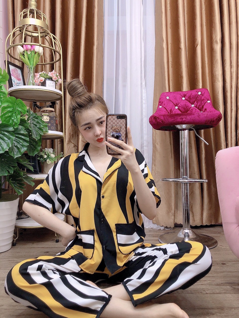 Đồ bộ dài nữ pijama mặc nhà tiểu thư big size dưới 57kg tay cánh dơi quần dài vải lụa hàn mềm mịn nhiều màu dễ thương