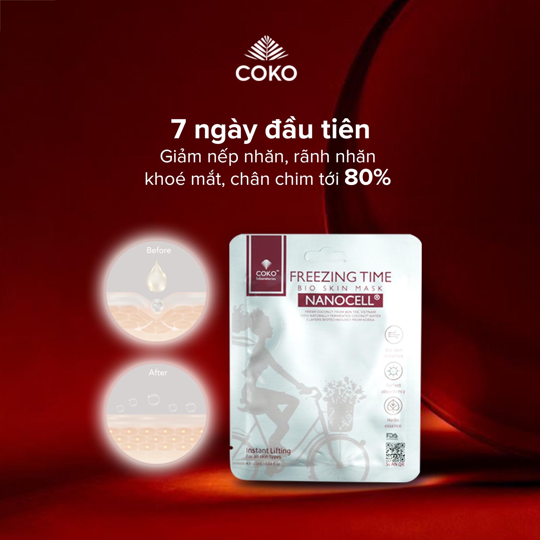 Hộp 7 mặt nạ da sinh học ngăn ngừa lão hóa COKO freezing time Bio Skin Nanocell Mask