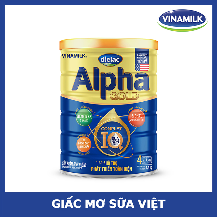 Sữa bột Vinamilk Dielac Alpha Gold 4 1400g (cho trẻ từ 2- 6 tuổi)