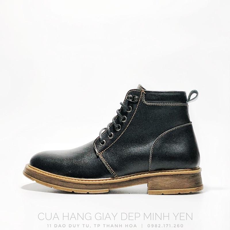 GIẦY CAO CỔ NAM ĐẾ ĐỐC - BỐT DA ĐEN ĐẾ VÀNG - BOOTS NAM