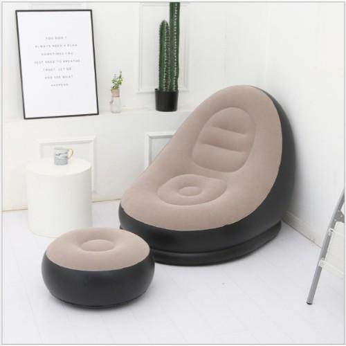 Đệm hơi, ghế hơi tựa lưng Tặng kèm Bơm tay+đôn ghế Hoạ tiết trơn