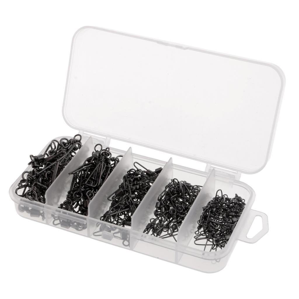 150Pcs Fishing Rolling Swivels With Coast Lock Snaps Line Hook Connectors