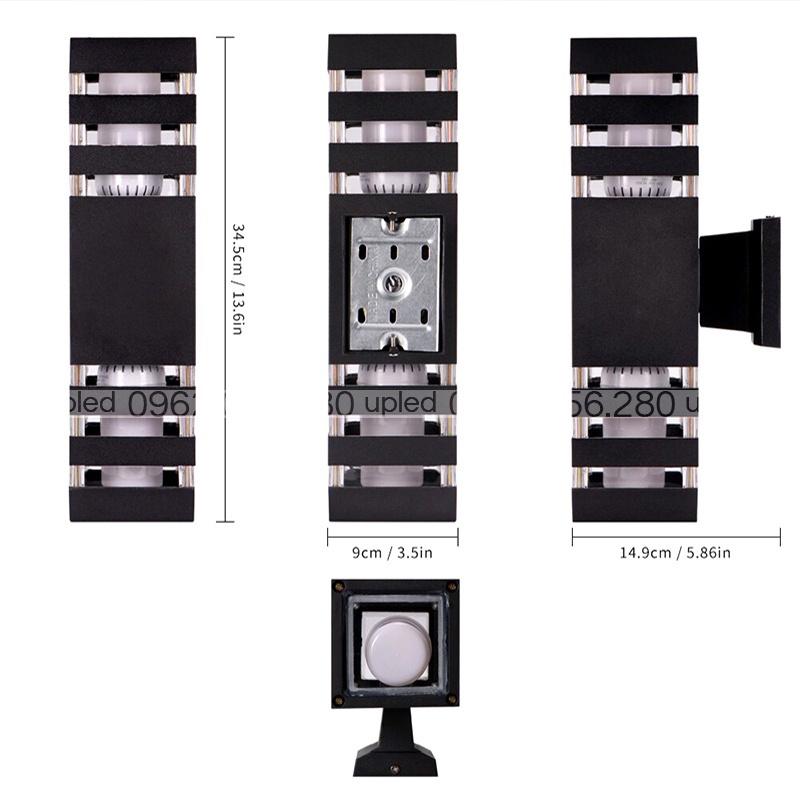 Đèn tường ngoài trời Led Chống Nước Vỏ Nhôm Kẻ Vạch 3 chế độ sáng Hiện Đại