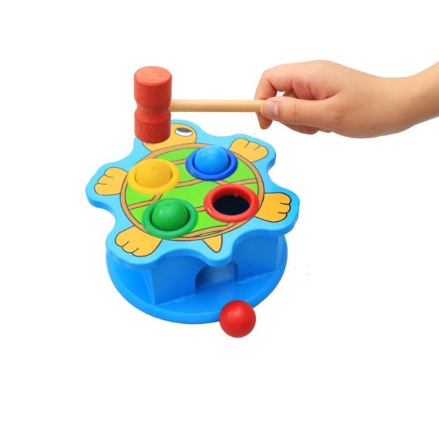 Đồ chơi đập bóng con vật, đồ chơi đập bóng bằng gỗ hình thú cho bé