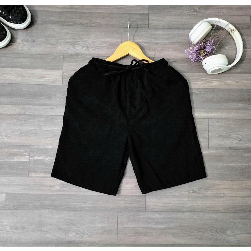 Quần Short Nhung Tăm Gân Form Rộng Nam Nữ Unisex Phong Cách Trẻ Trung Cá Tính - Short Nhung