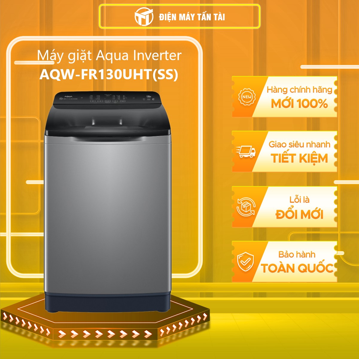 MÁY GIẶT AQUA AQW-FR130UHT(SS) INVERTER 13KG MODEL 2023 - HÀNG CHÍNH HÃNG (CHỈ GIAO HCM)