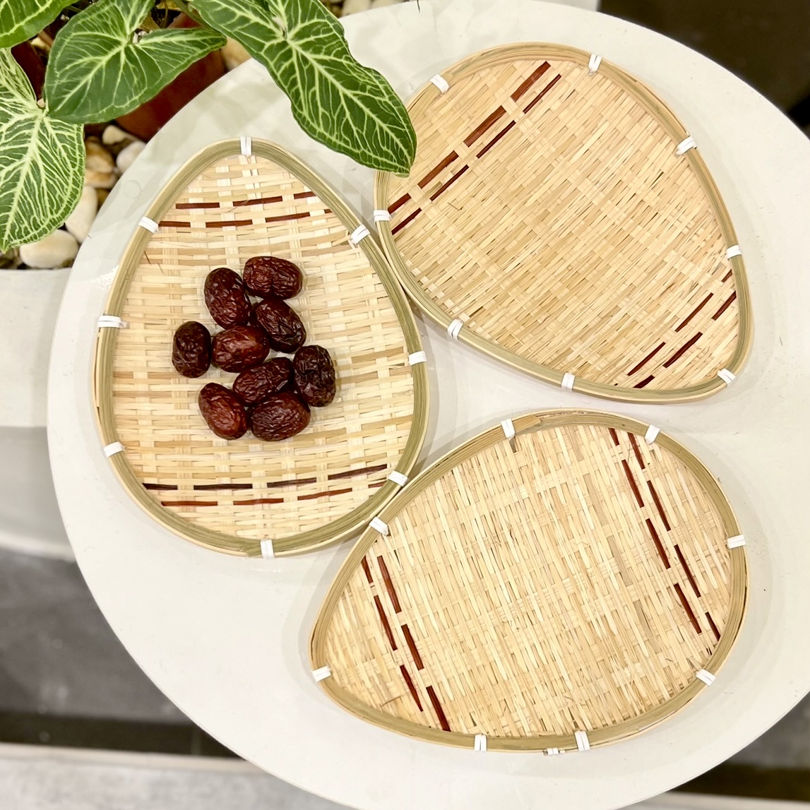 Khay Tre Trang Trí Decor Bánh Kẹo, Trái Cây Ur Space/ Bamboo Woven Basket Tray For Breakfast, Drinks, Snacks