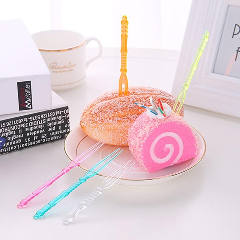Set 10 Nĩa Ăn Trái Cây Nhựa Nhựa Trong- Tiện Dụng