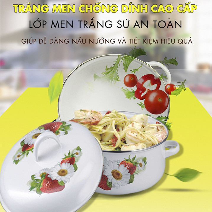 Nồi tráng men Mishio cao cấp 20cm - Hàng chính hãng