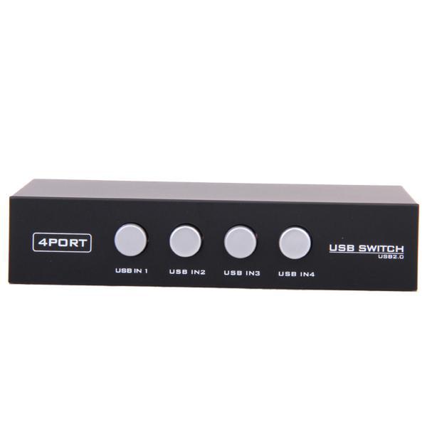 4 Ports USB 2.0 Divide Switch  Out Switch For Printer Scanner - Black