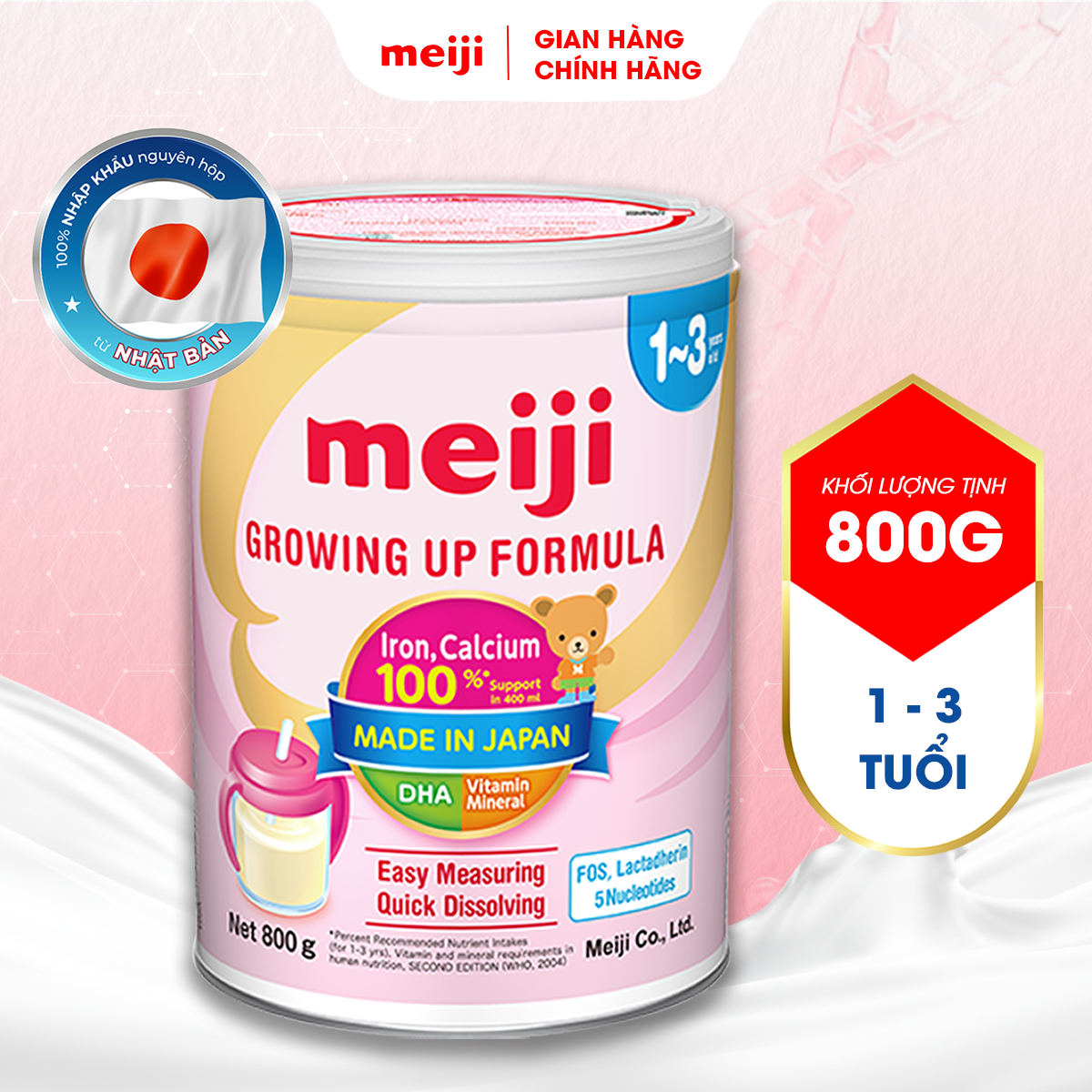 Sản Phẩm Dinh Dưỡng Công Thức Meiji Growing Up Formula - Nhập khẩu chính hãng (800g)