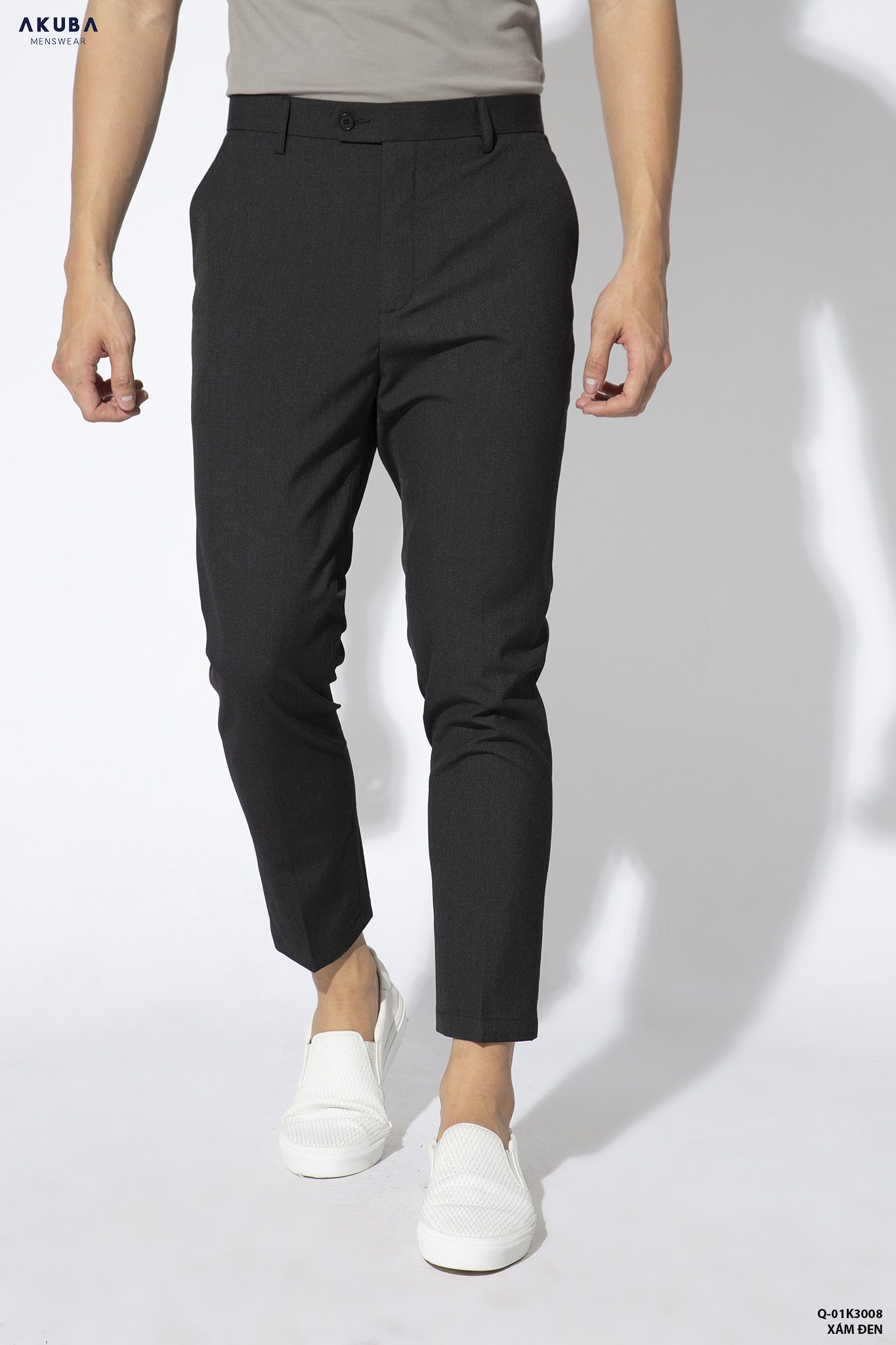 Quần tây nam đi học ống đứng tôn dáng AKUBA form slimfit chống nhăn, co giãn, mềm mại, bền màu 01K3008