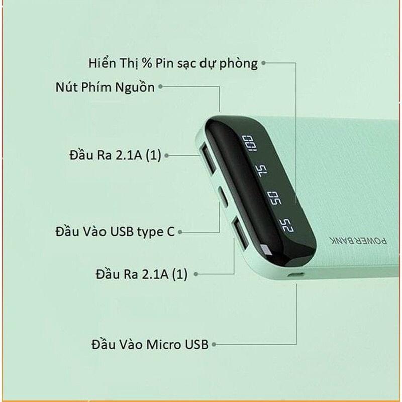 Pin sạc dự phòng 10000mAh WK DESIGN WP-161 sạc 2 thiết bị cùng lúc,sạc nhanh 2.1A, dùng cho android và ios