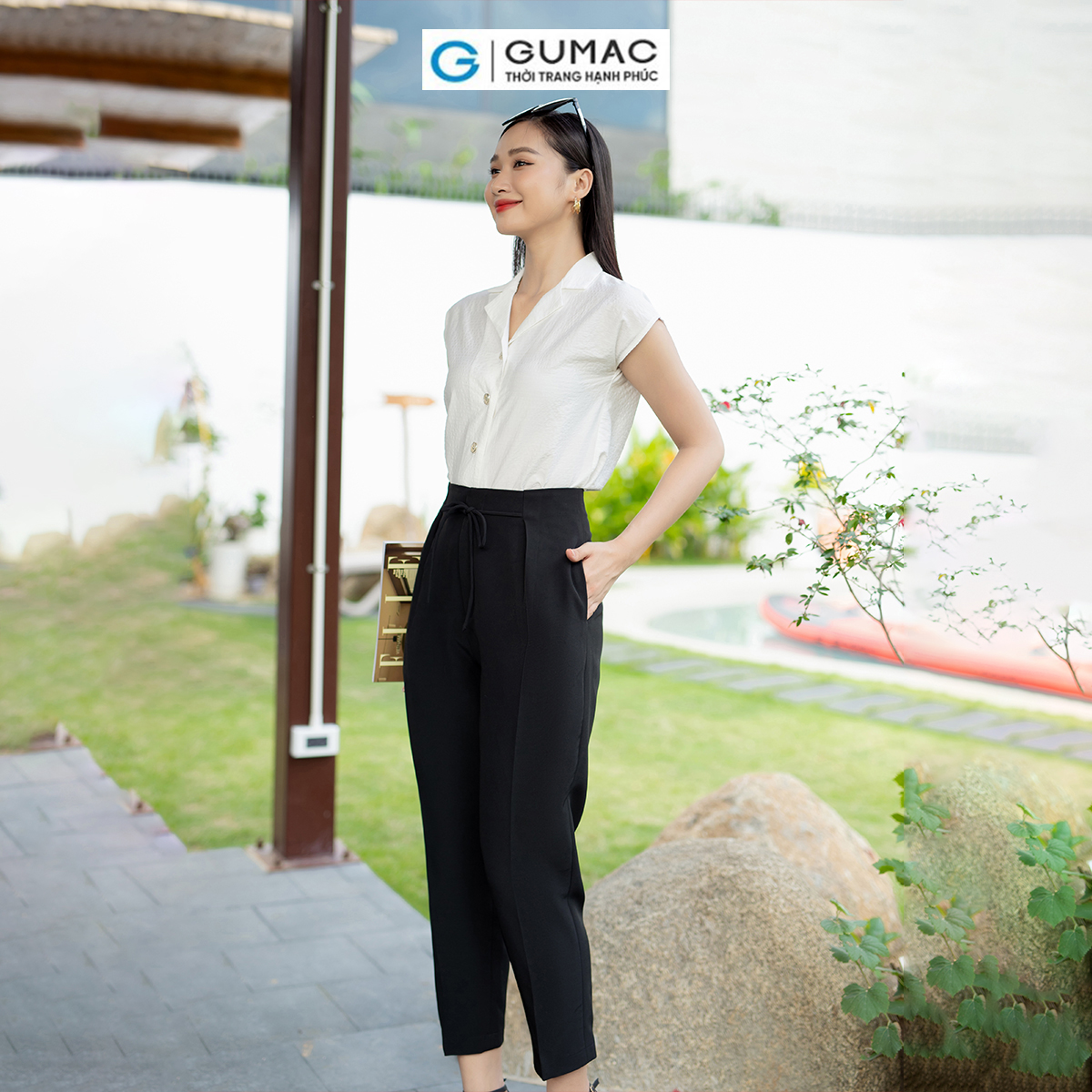 Quần baggy nữ thắt dây nơ tôn dáng trẻ trung thời trang GUMAC QD07047