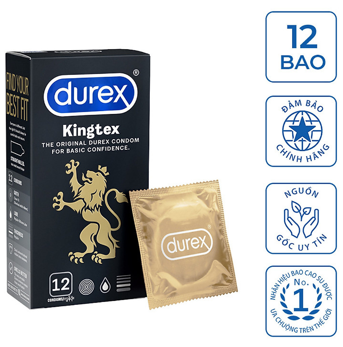 Bcs Durex Kingtex - Cỡ Nhỏ 49mm - Ôm Khít - Nhập Khẩu Thái Lan- H12