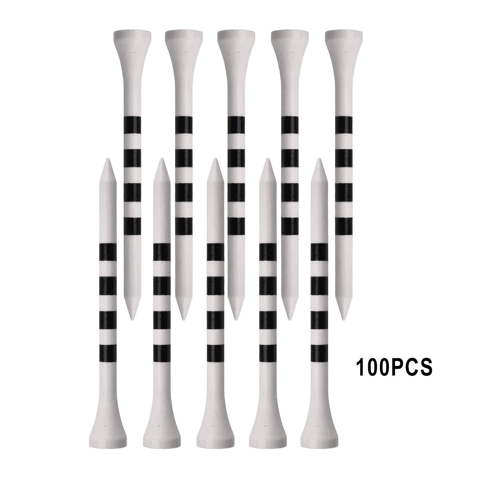 Set of 100 Bamboo Golf Tees Long Durable High Performance 70mm White