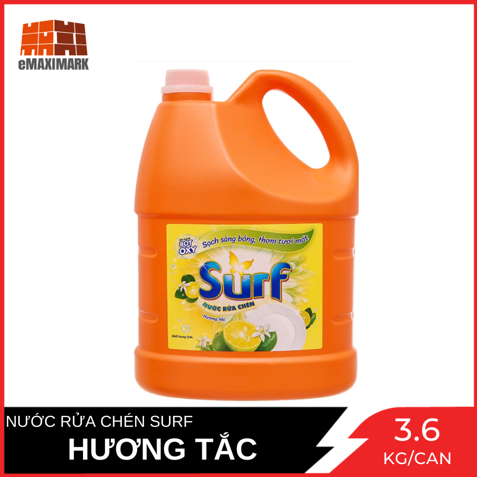 Nước Rửa Chén Surf Hương Tắc Can 3.6kg (Cam)