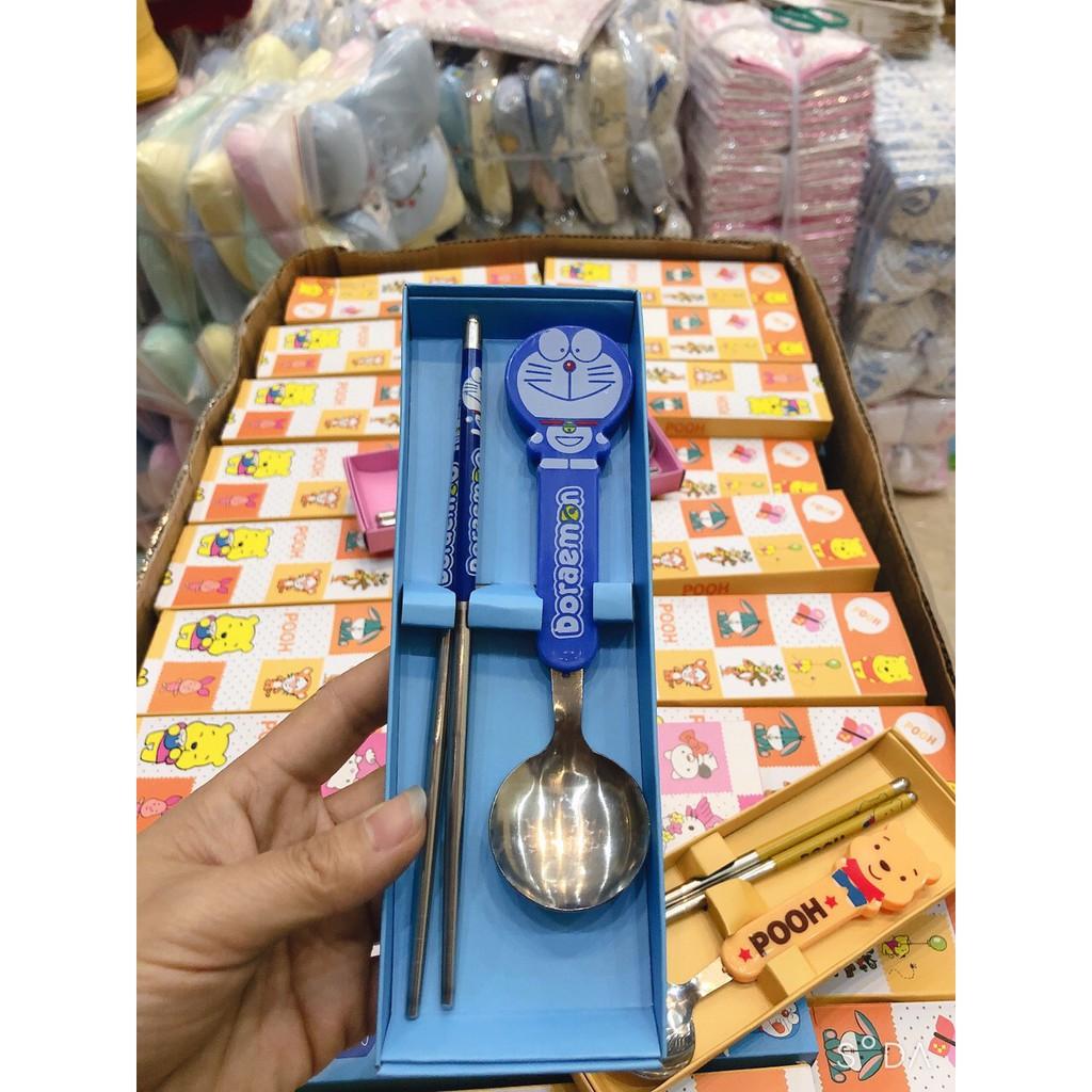 Set thìa đũa inox ăn dặm hoạt hình cho bé