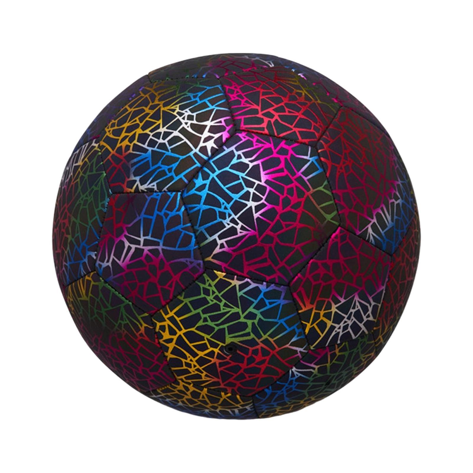Glowing Reflective Soccer Ball Durable PU for Competition Training Child