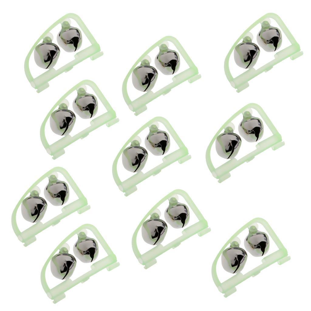 2x10Pcs Fishing Bite Alarms Bell 2 Bells Rod Tip Ring Fishing Rod Bell