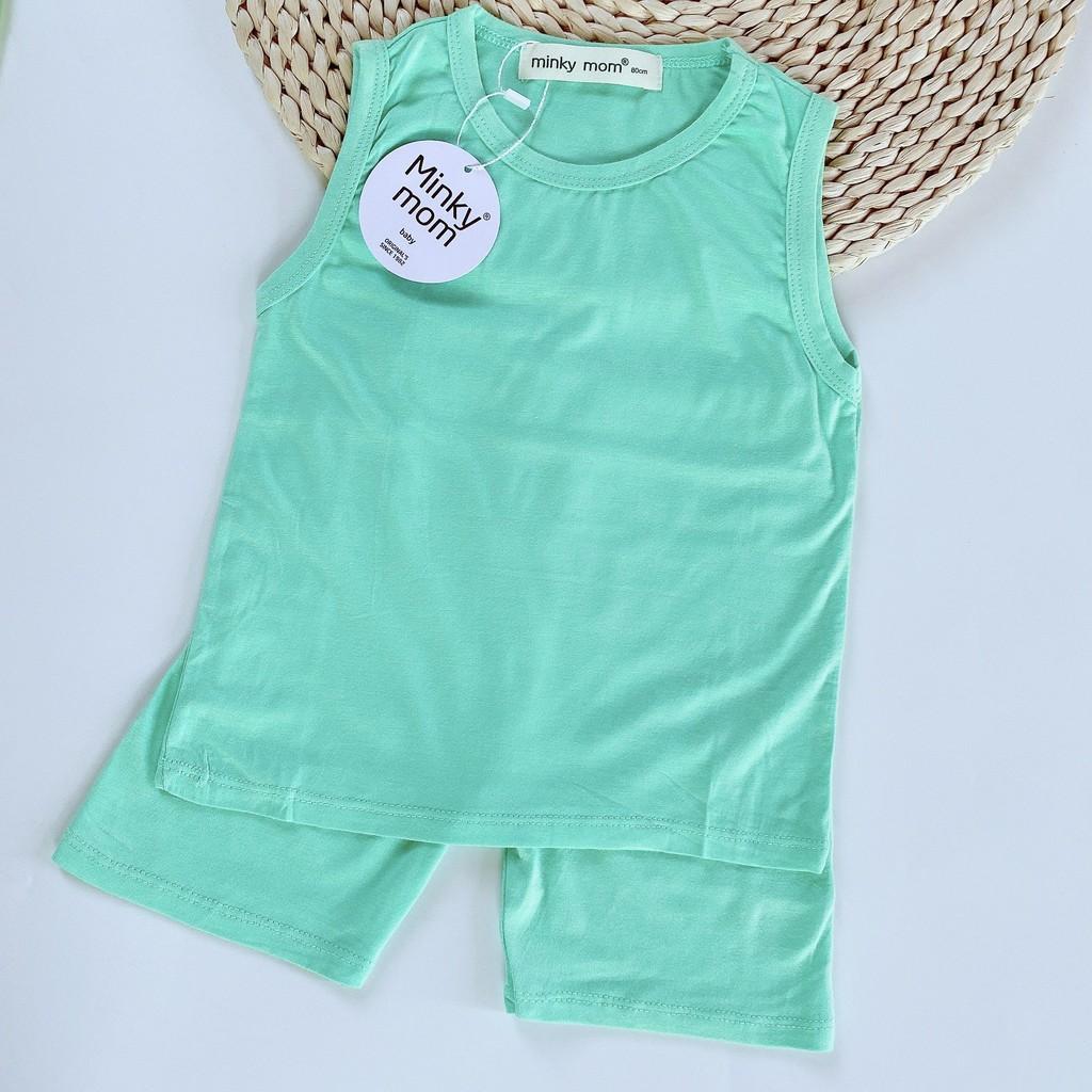 Bộ Ba Lỗ Minky Màu Trơn Thun Lạnh Cho Bé