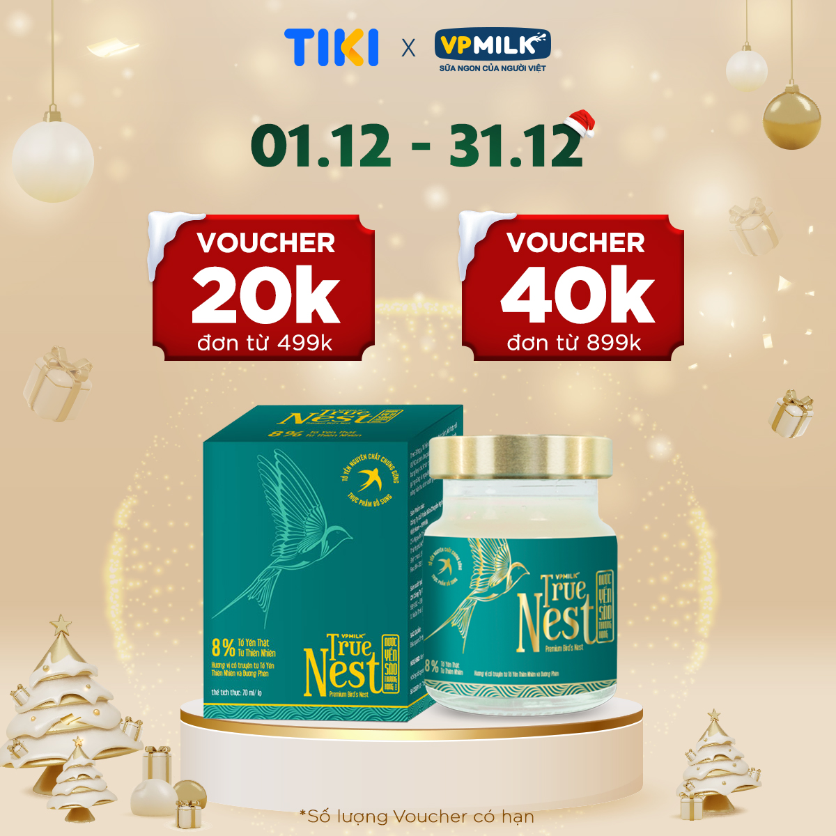 Tổ Yến Nguyên Chất Chưng Gừng VPMilk True Nest - Có Đường