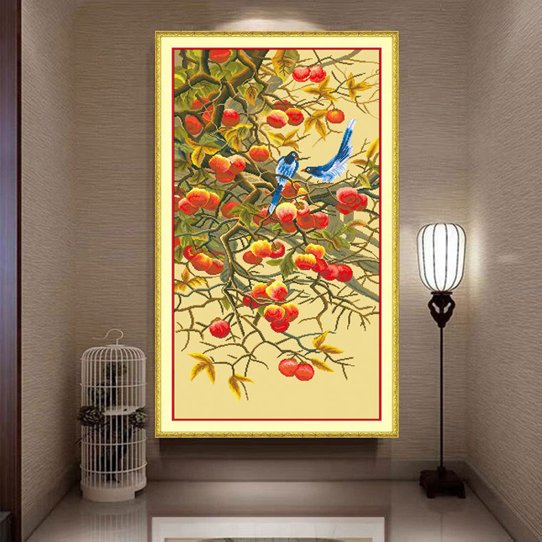 Tranh thêu kín chữ thập Quả hồng DX1438, kích thước 60 x 115 cm