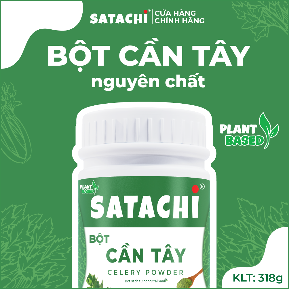 Bột Cần Tây nguyên chất SATACHI. Giảm huyết áp, tim mạch khỏe mạnh, giảm cân hiệu quả, thanh lọc cơ thể. Hộp 318g